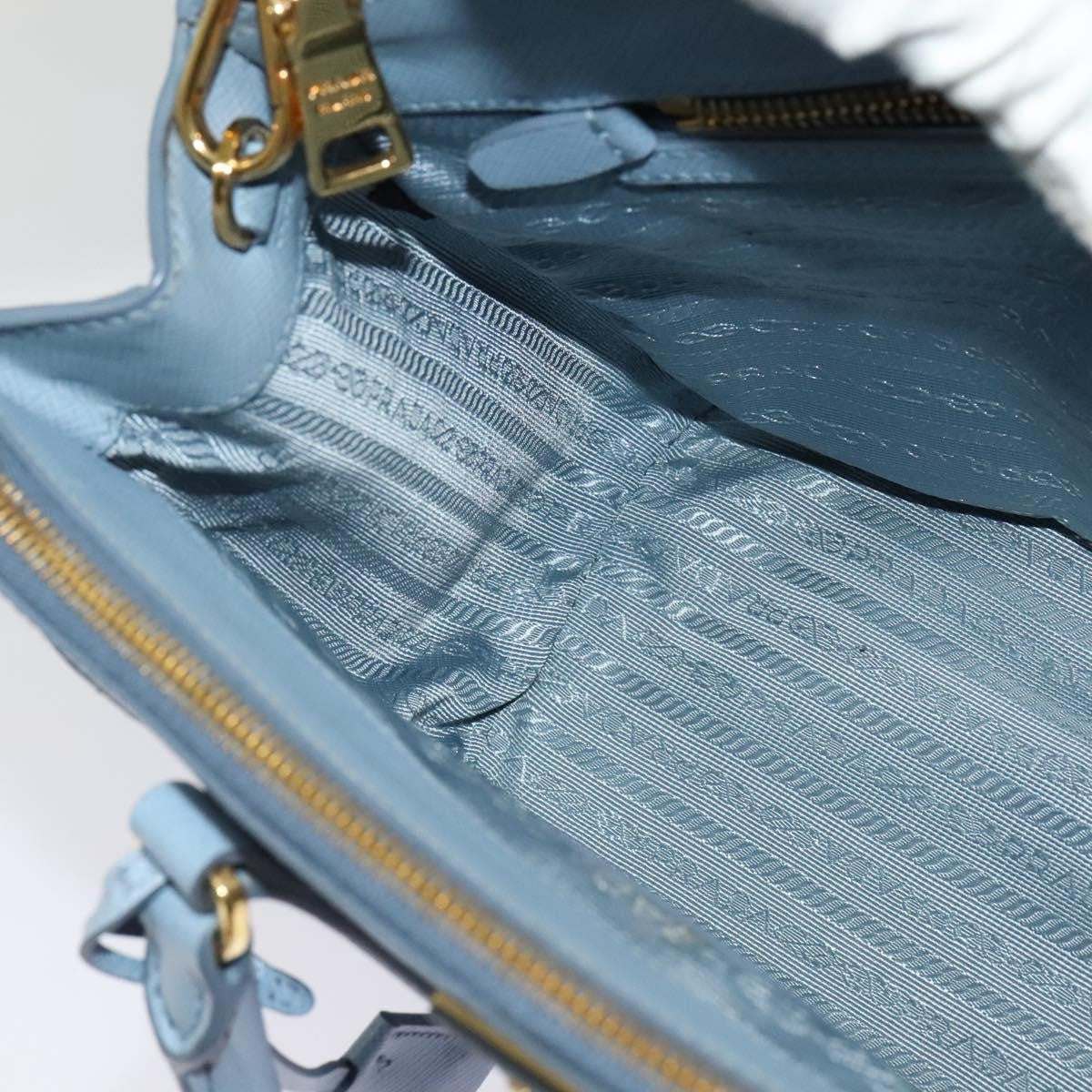 Prada Double Zip Lux Tote Saffiano Leather, BLUE, LEATHER, Handbag