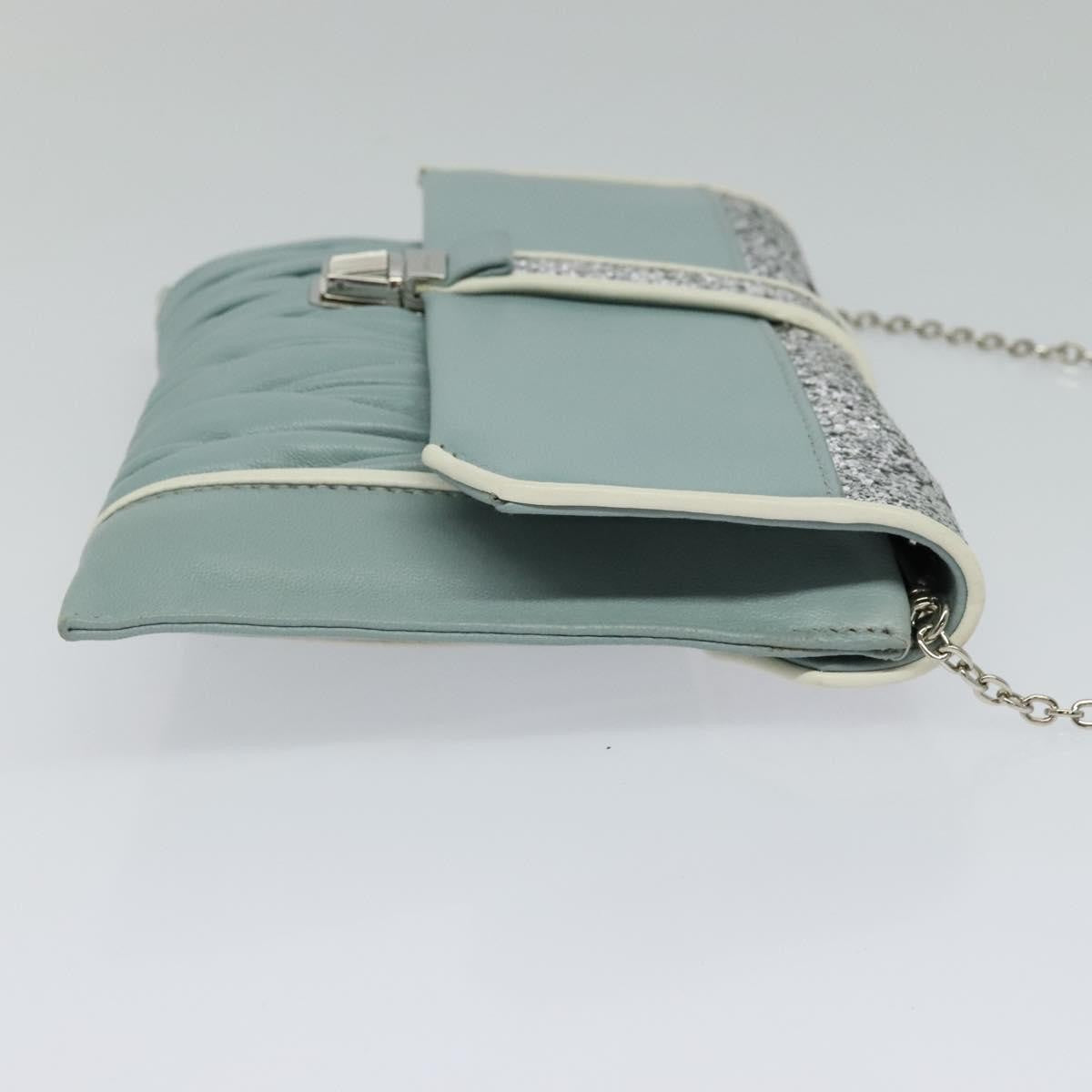 Miu Miu Madras Chain Clutch Matelasse Leather with Glitter, BLUE, LEATHER, Shoulder bag