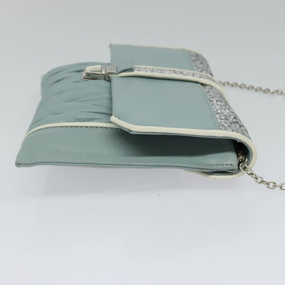 Miu Miu Madras Chain Clutch Matelasse Leather with Glitter, BLUE, LEATHER, Shoulder bag