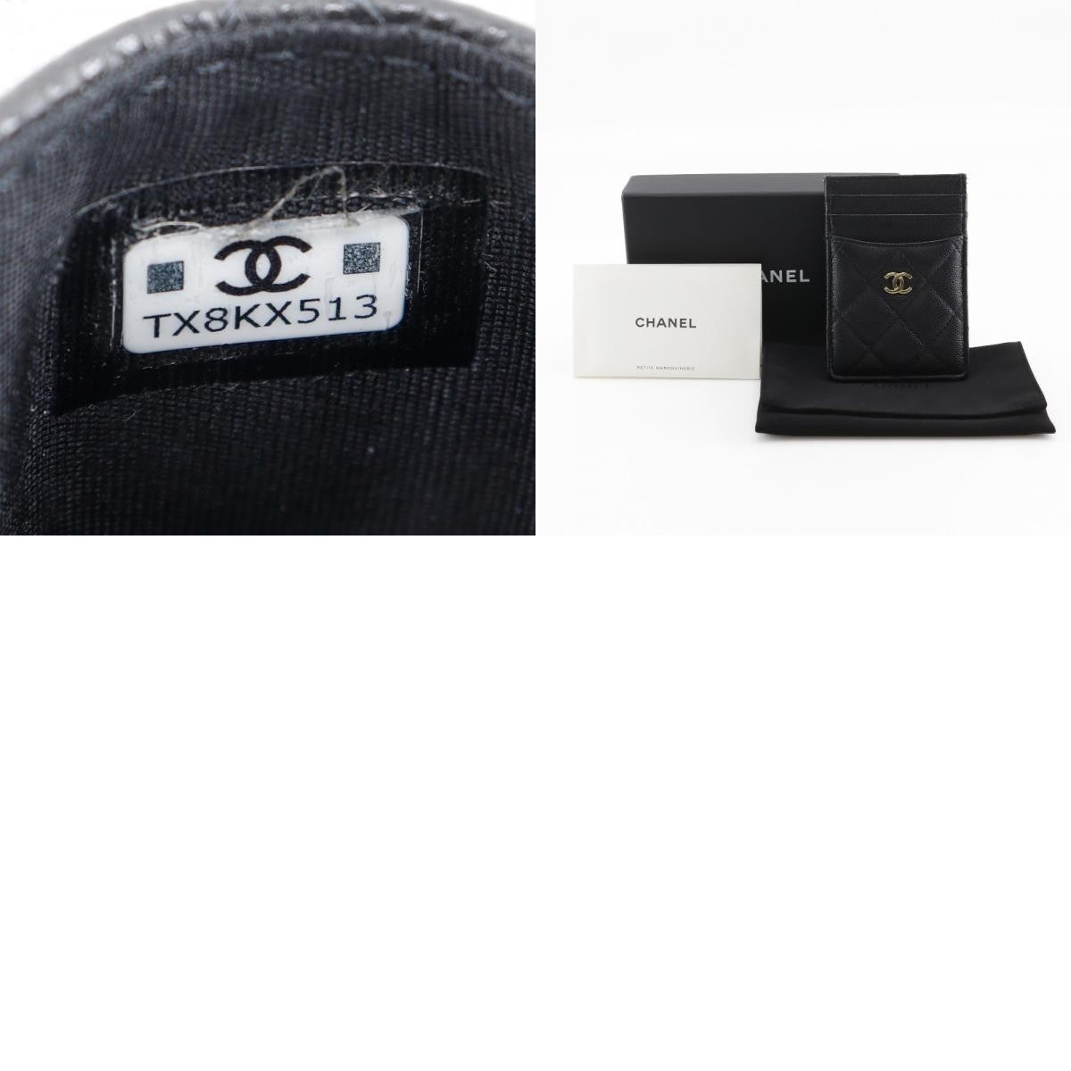 Chanel CC Card Case Quilted Caviar, BLACK, LEATHER, Card Holders