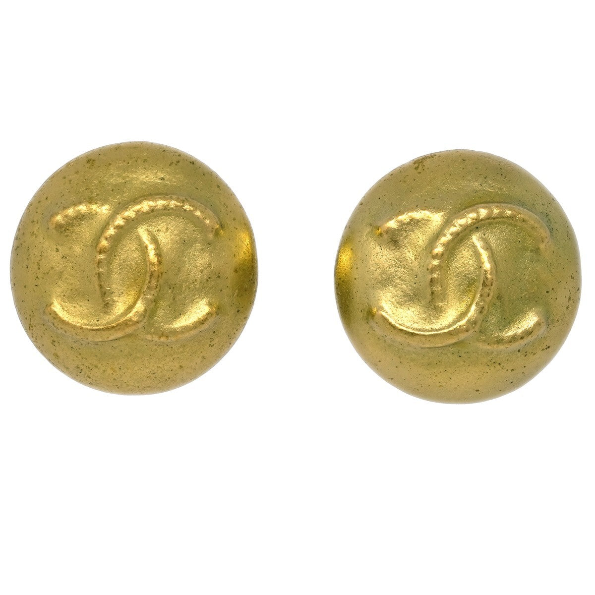 Chanel CC Button Clip-On Earrings Metal, GOLD, GOLD_PLATED, Earrings