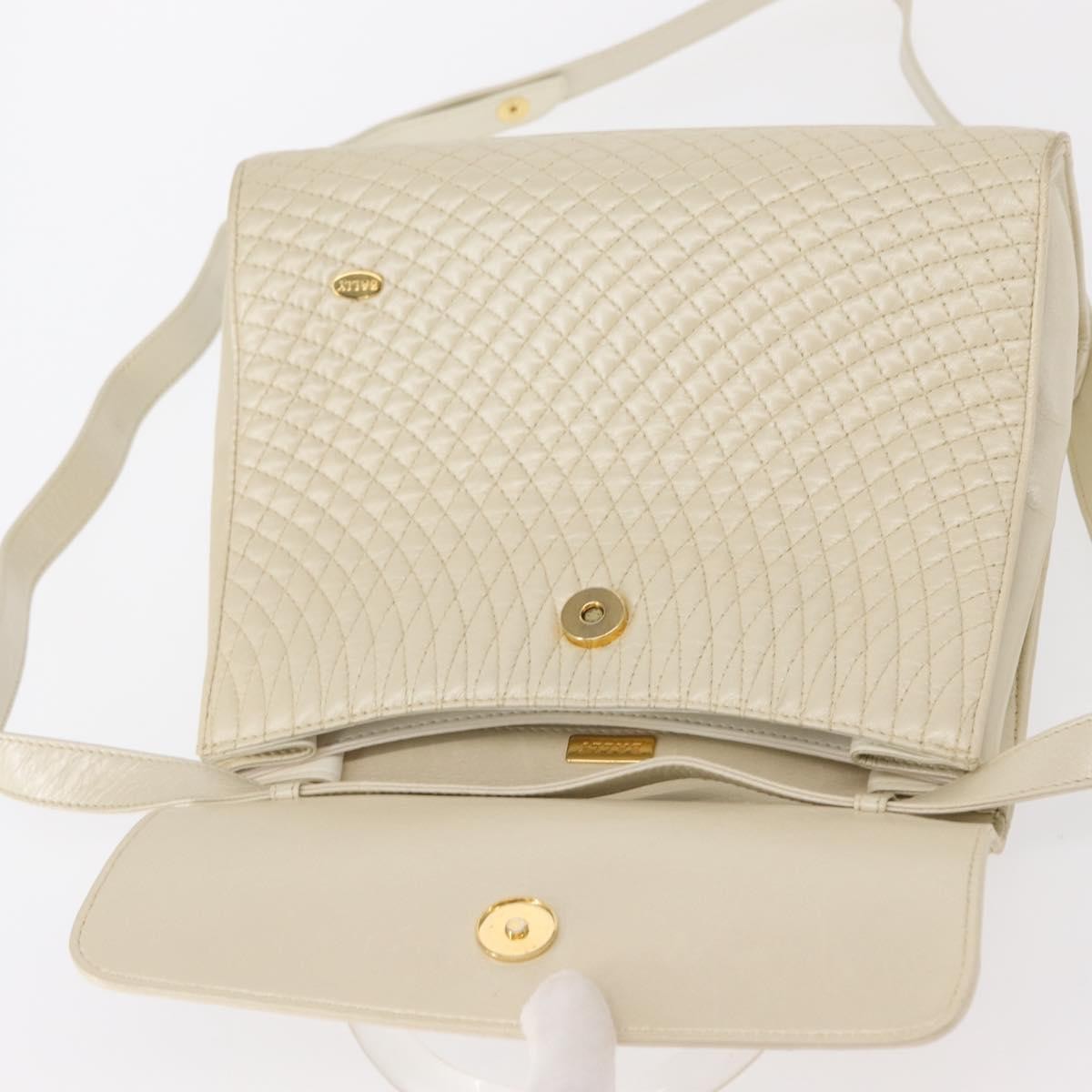 Bally Vintage Handbag Quilted Leather, BEIGE, LEATHER, Handbag