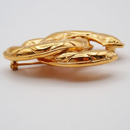 Chanel Vintage Quilted CC Brooch Metal, GOLD, GOLD_PLATED, Brooch