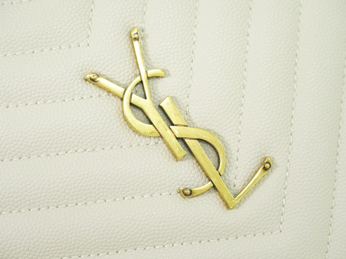 Saint Laurent Vinyle Round Camera Bag Matelasse Chevron Leather, WHITE, LEATHER, Crossbody bag