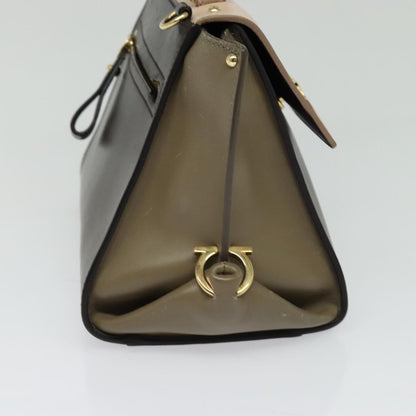 Salvatore Ferragamo Gancini handbag Leather, BROWN, LEATHER, Handbag