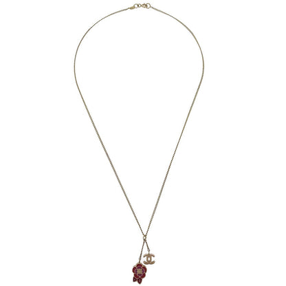 Chanel Camellia Pendant Necklace Metal with Enamel, GOLD, GOLD_PLATED, Necklace
