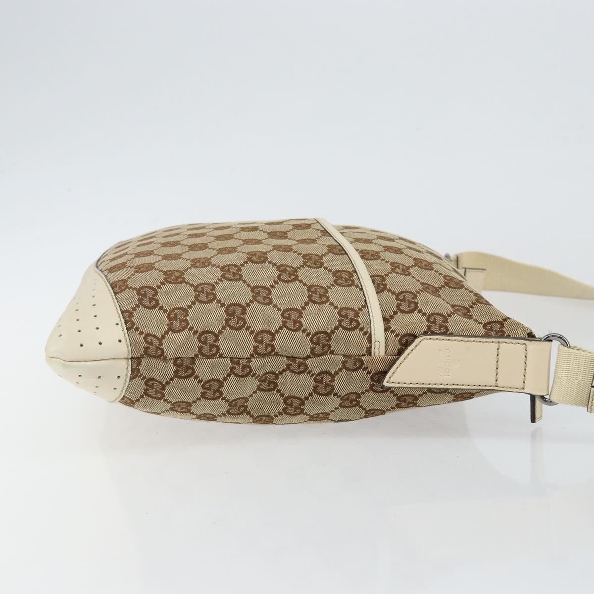 Gucci Zip Messenger GG Canvas with Perforated Leather, BEIGE, CANVAS, Shoulder bag