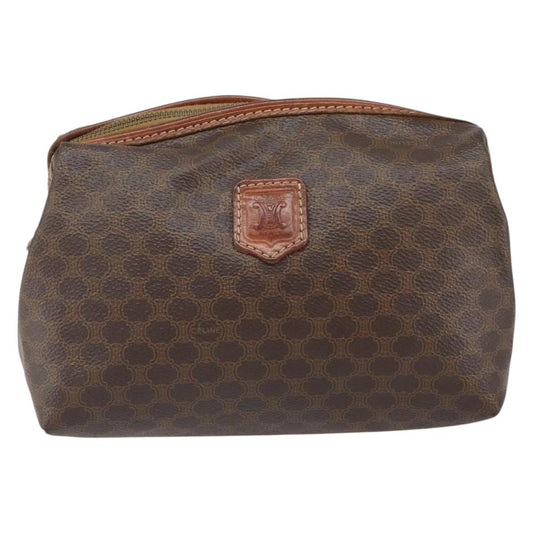 Celine Macadam Pochette Canvas and Leather, BROWN, CANVAS, Clutche & pouche