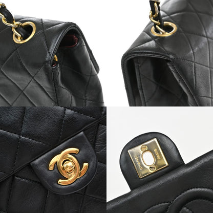 Chanel Vintage Square Classic Flap Bag Quilted Lambskin, BLACK, LEATHER, Shoulder bag