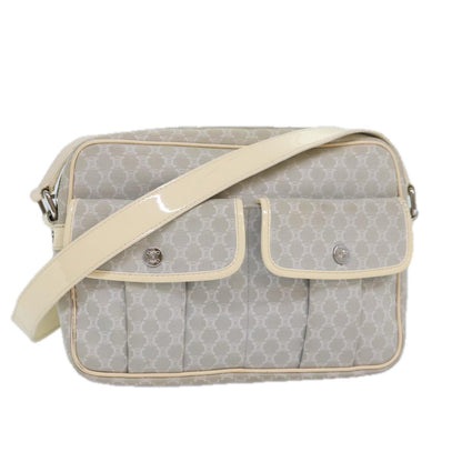 Celine Vintage Macadam Shoulder Bag Canvas and Leather, GRAY, CANVAS, Shoulder bag