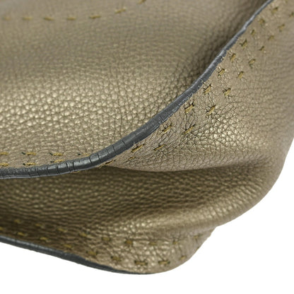 Fendi Selleria Logo Hobo Leather, GRAY, LEATHER, Handbag