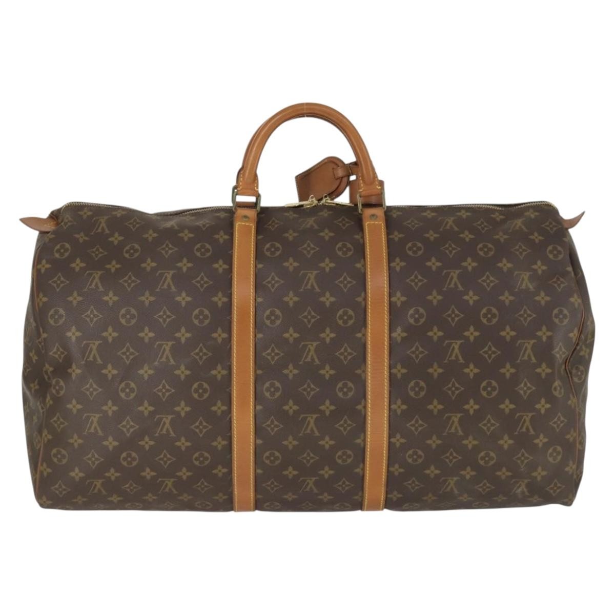 Louis Vuitton Keepall Bag Monogram Canvas, BROWN, CANVAS, Travel bag