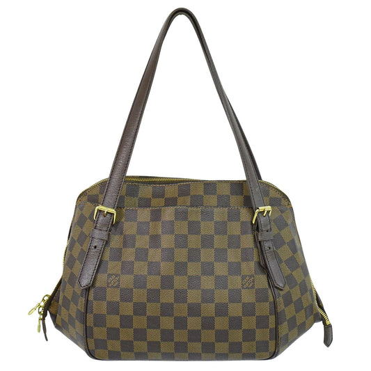 Louis Vuitton Belem Handbag Damier, BROWN, CANVAS, Shoulder bag