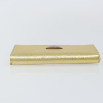 Prada Continental Wallet Saffiano Leather, GOLD, LEATHER, Wallets