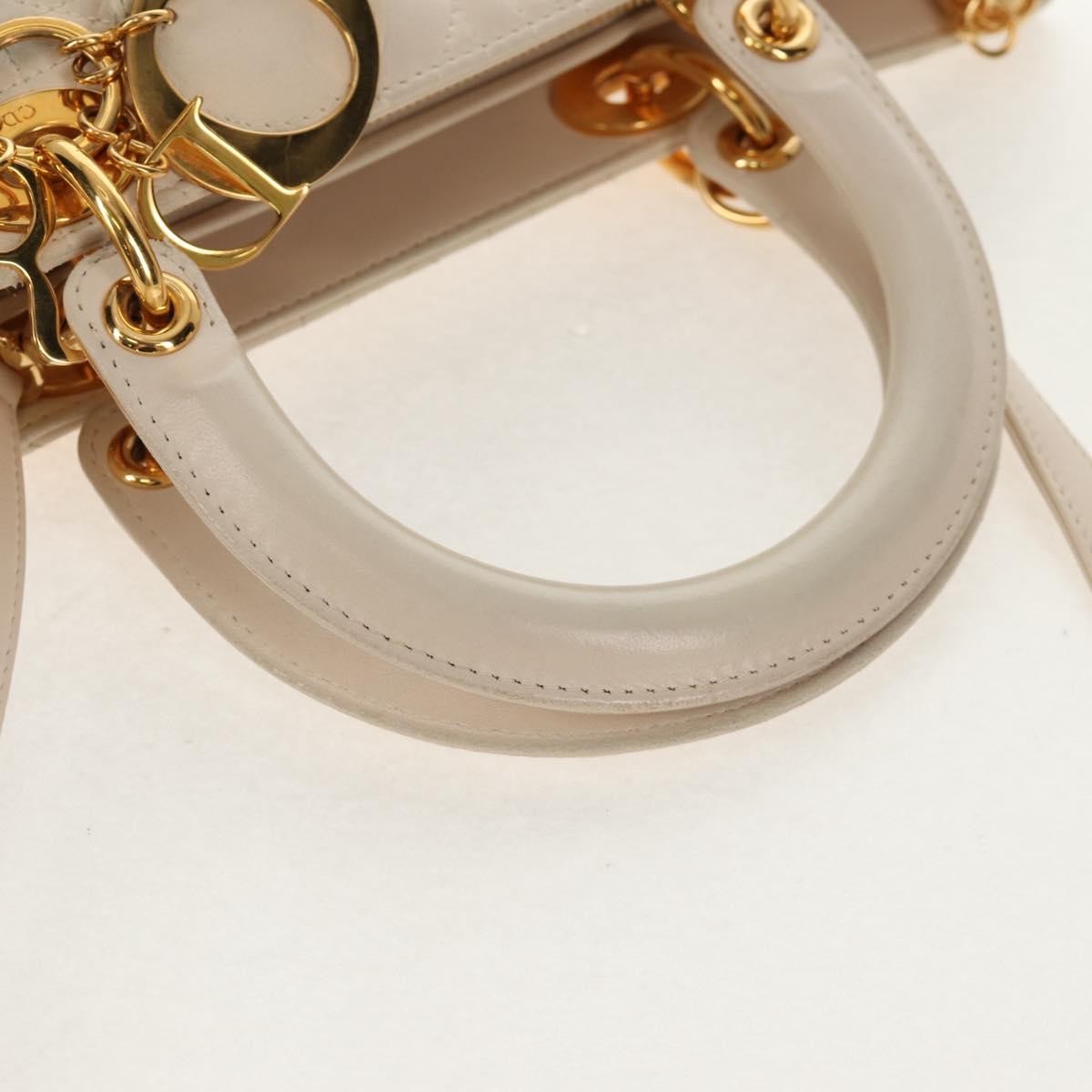 Christian Dior Vintage Lady Dior Bag Cannage, WHITE, LEATHER, Handbag