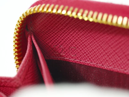 Prada Bow Zip Around Wallet Saffiano Leather, PINK, LEATHER, Wallets