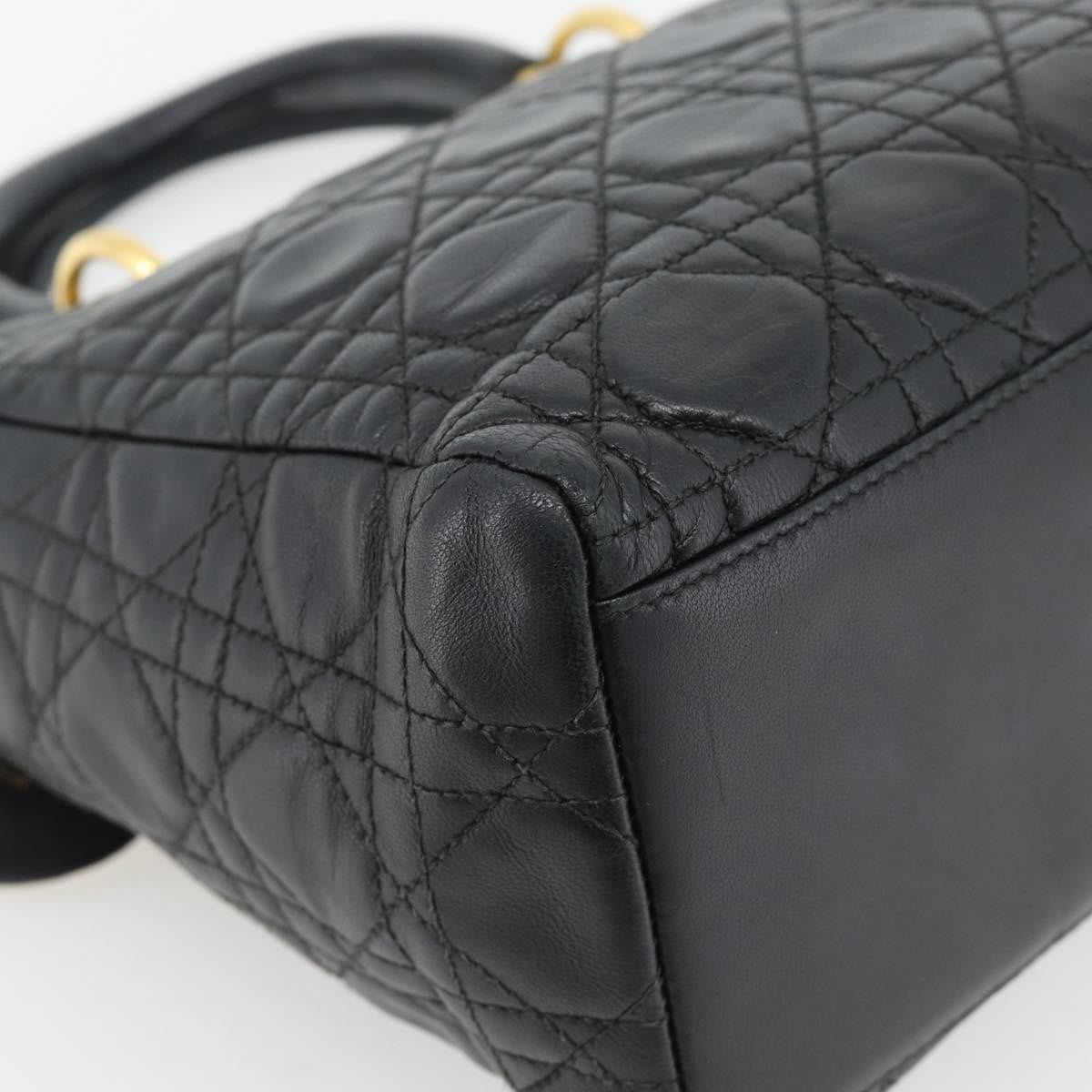 Christian Dior Lady Dior Bag Leather, Black, Leather, Handbag