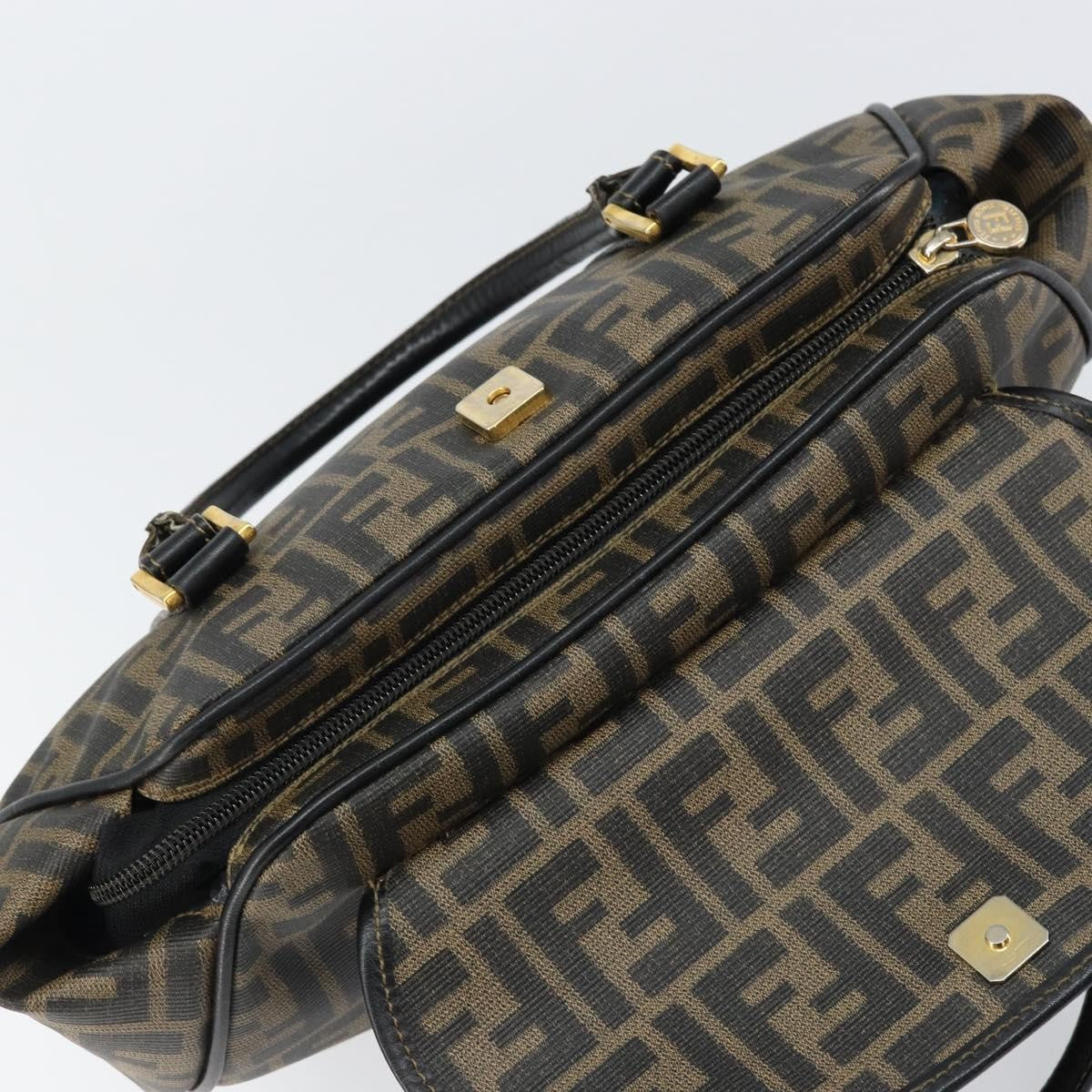 Fendi Zucca spalmati Zucca canvas spalmati flap rounded, BROWN, CANVAS, Handbag