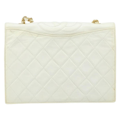 Chanel Vintage CC Full Flap Bag Quilted Lambskin, White, Leather, Shoulder Bag