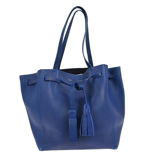 Celine Phantom Tie Cabas Tote Leather, BLUE, LEATHER, Tote bag