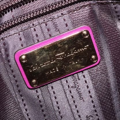 Salvatore Ferragamo Gancini handbag Leather, PURPLE, LEATHER, Handbag