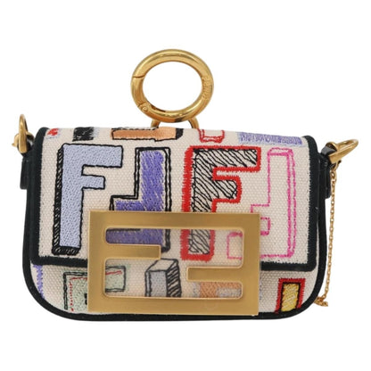Fendi Chain Baguette Charm Bag Zucca Canvas, MULTICOLOUR, CANVAS, Clutche & pouche