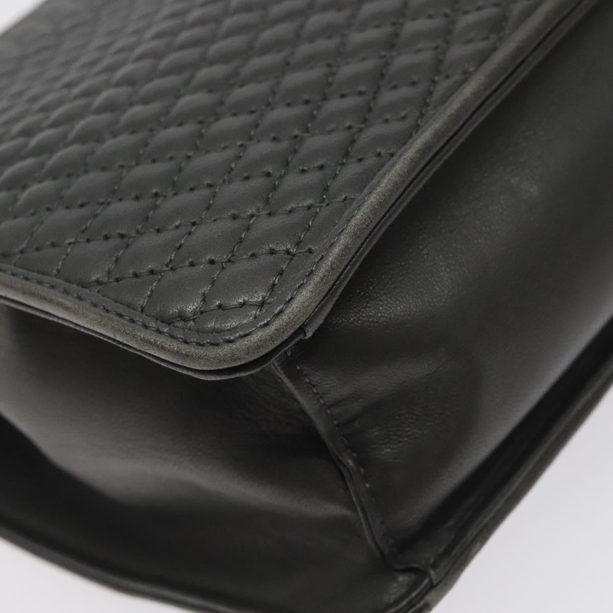 Bally Vintage Handbag Quilted Leather, GRAY, LEATHER, Handbag