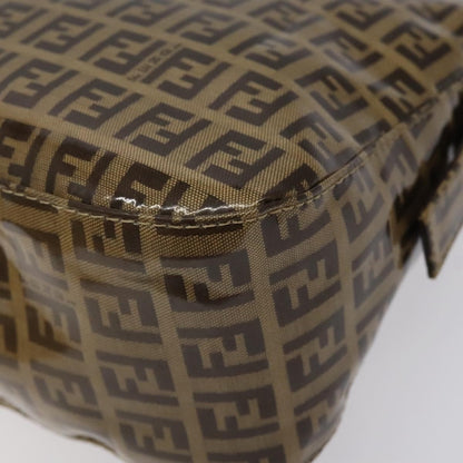 Fendi Vintage FF Buckle Curved Hobo Zucchino Coated Canvas, BROWN, PATENT_LEATHER, Handbag