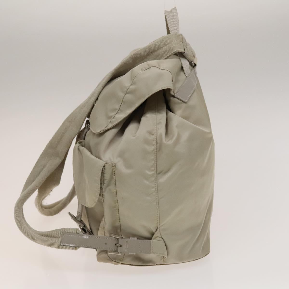 Prada Vela Double Front Pocket Backpack Tessuto with Saffiano Leather, SILVER, NYLON, Backpack