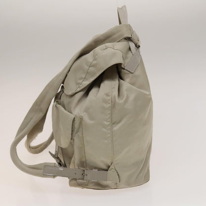 Prada Vela Double Front Pocket Backpack Tessuto with Saffiano Leather, SILVER, NYLON, Backpack