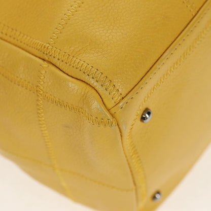 Chanel Square Stitch Bowler Bag Quilted Caviar, YELLOW, LEATHER, Handbag