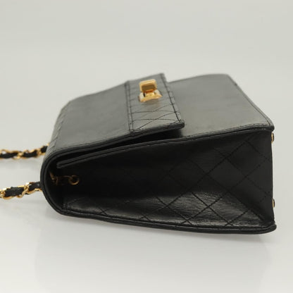 Chanel Vintage Trapezoid CC Flap Bag Leather, BLACK, LEATHER, Shoulder bag