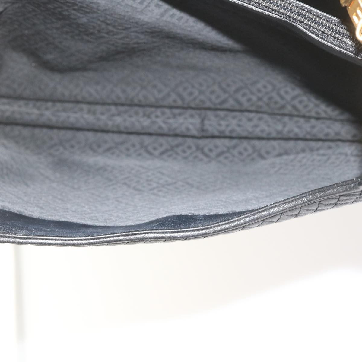 Bally Vintage Chain Shoulder Bag Quilted Leather, BLACK, LEATHER, Tote bag