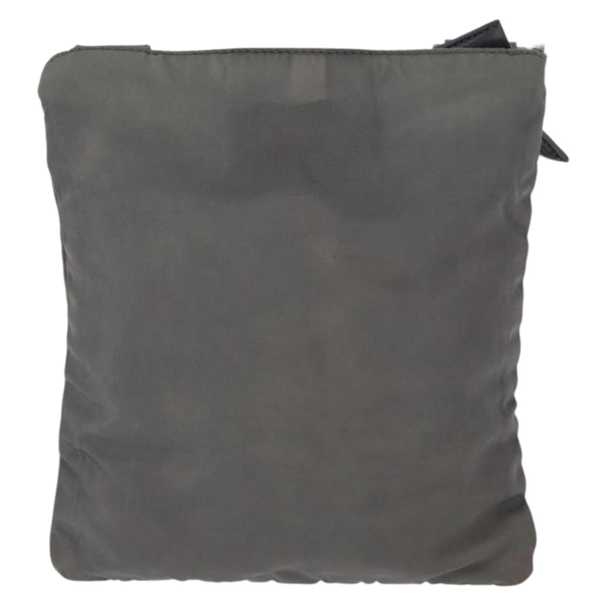 Prada Front Zip Convertible Flat Messenger Tessuto with Leather, GRAY, NYLON, Shoulder bag