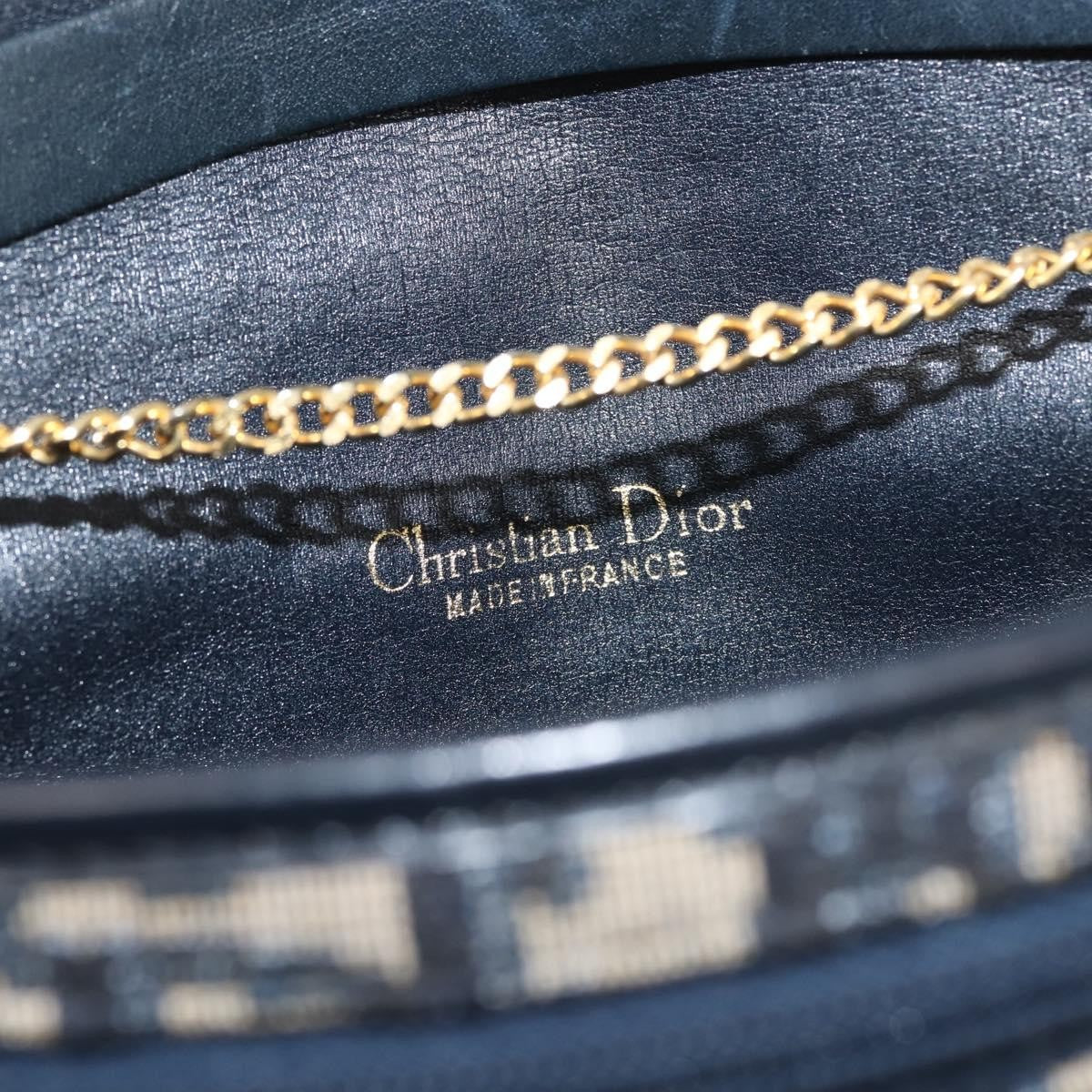 Christian Dior Vintage Trotter Flap Shoulder Bag Canvas, NAVY, CANVAS, Shoulder bag