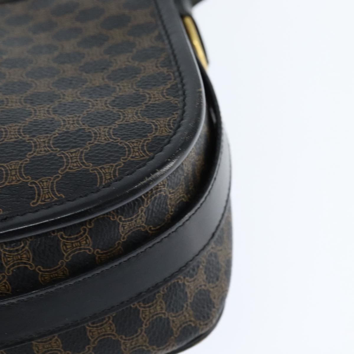 Celine Vintage Macadam Shoulder Bag Canvas and Leather, BLACK, CANVAS, Shoulder bag