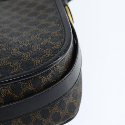 Celine Vintage Macadam Shoulder Bag Canvas and Leather, BLACK, CANVAS, Shoulder bag