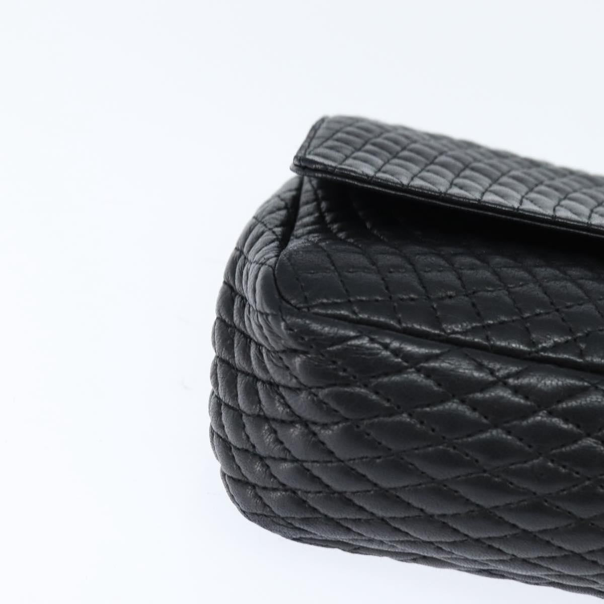 Bally Vintage Chain Shoulder Bag Quilted Leather, BLACK, LEATHER, Shoulder bag