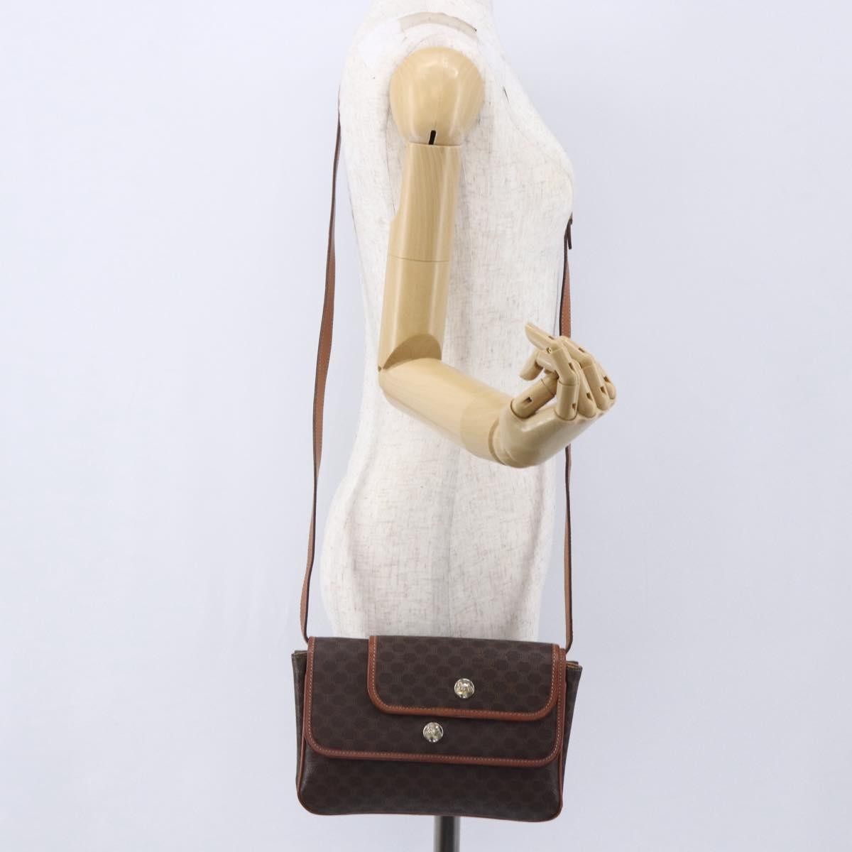 Celine Vintage Macadam Shoulder Bag Canvas and Leather, BROWN, CANVAS, Shoulder bag