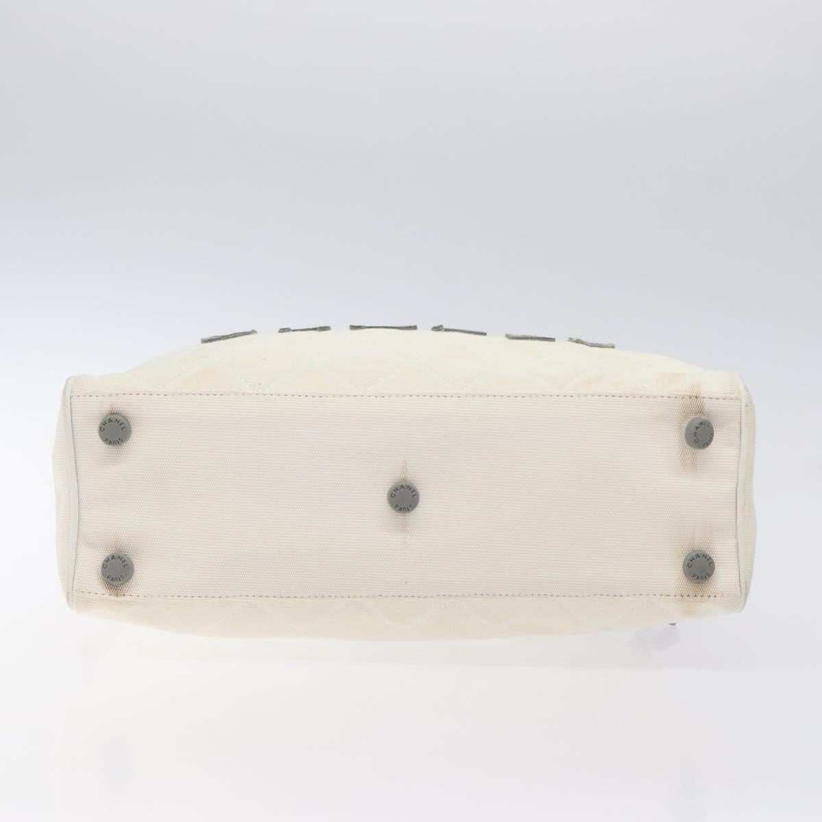 Chanel Vintage Logo Bowler Bag Quilted Canvas, WHITE, CANVAS, Handbag