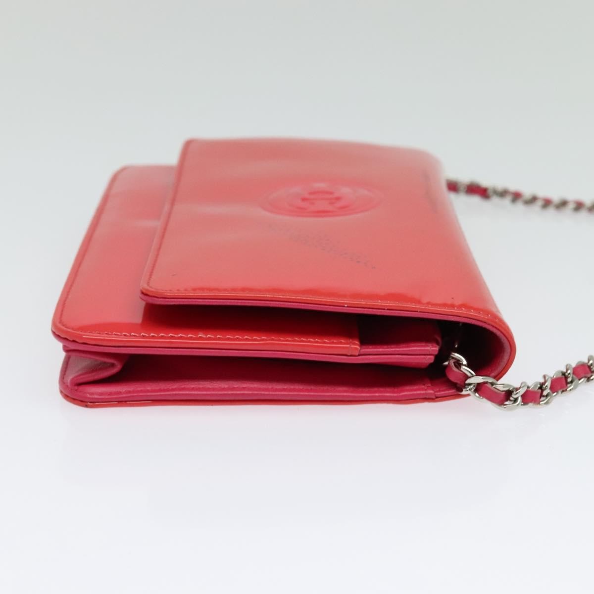 Chanel CC Logo Wallet on Chain Patent, PINK, PATENT_LEATHER, Shoulder bag