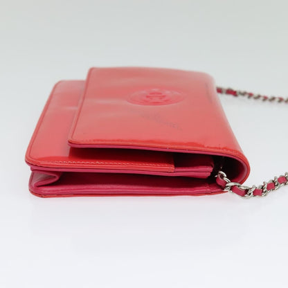 Chanel CC Logo Wallet on Chain Patent, PINK, PATENT_LEATHER, Shoulder bag