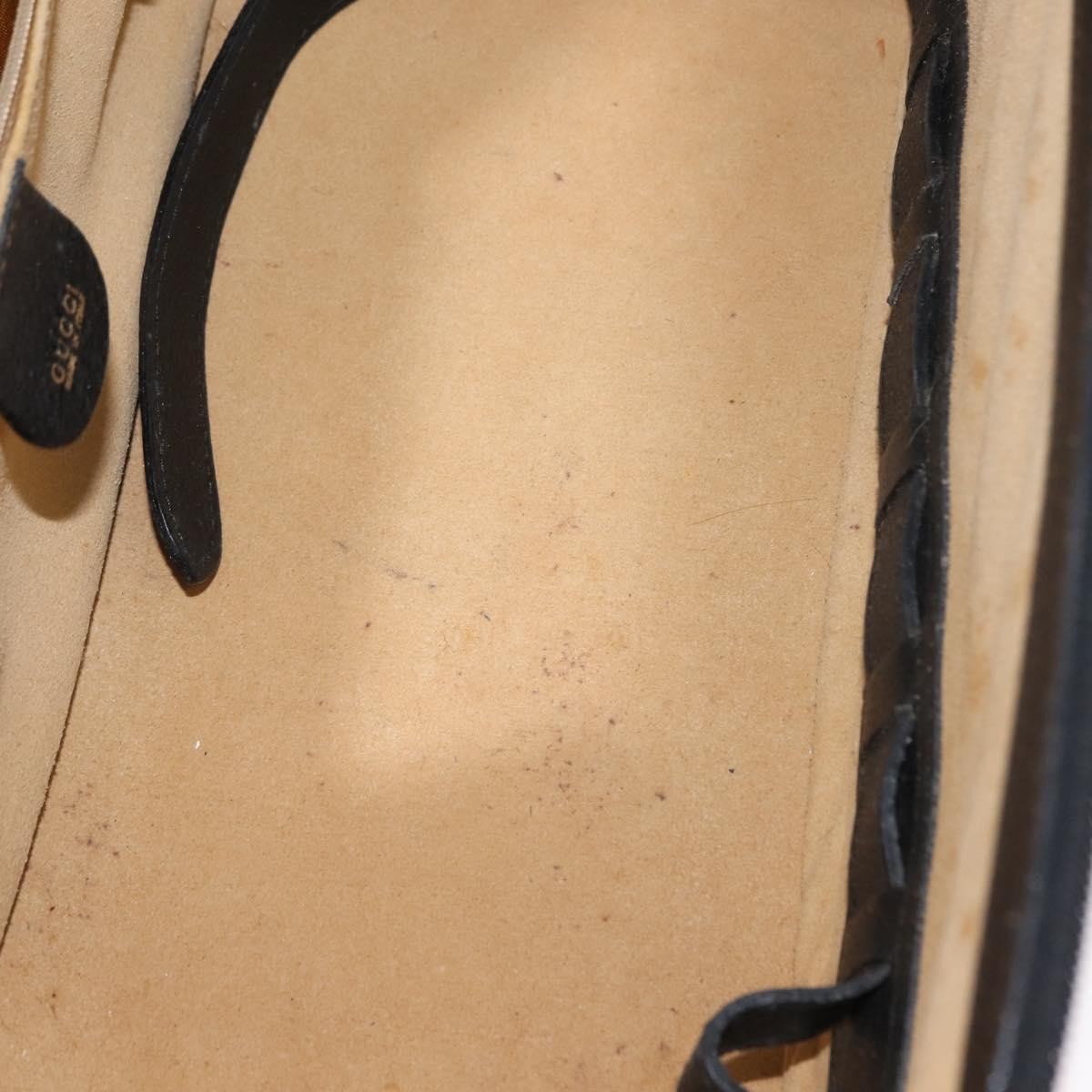 Gucci Vintage Bamboo Vanity Case Leather, NAVY, LEATHER, Handbag