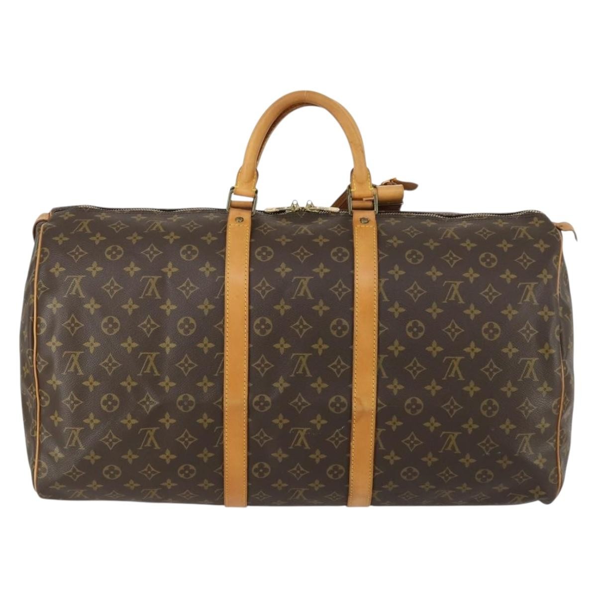 Louis Vuitton Keepall Bag Monogram Canvas, BROWN, CANVAS, Travel bag