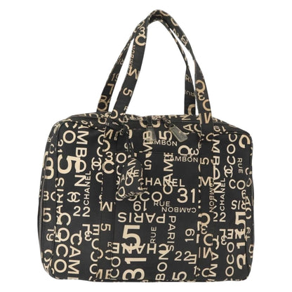 Chanel Boston Zip Tote Quilted Canvas, BLACK, CANVAS, Tote bag