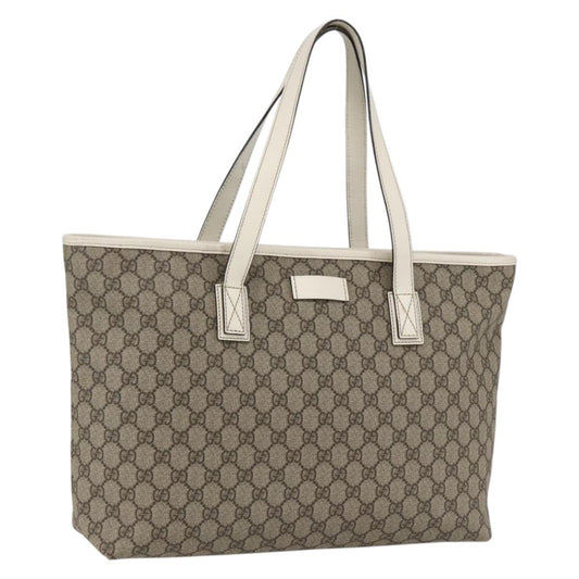 Gucci Plus Tote GG Coated Canvas with Leather, Beige, Canvas, Tote Bag