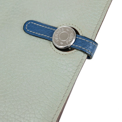 Hermes Bicolor Dogon Duo Combined Wallet Leather, BLUE, LEATHER, Wallets