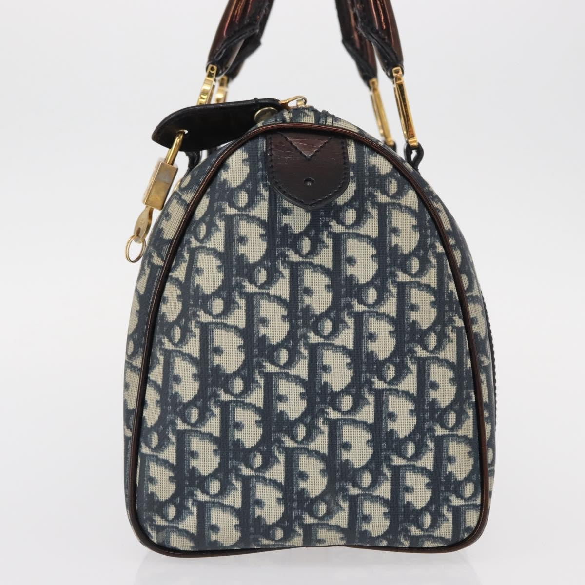 Christian Dior Vintage Trotter Boston Bag Diorissimo Canvas, NAVY, CANVAS, Handbag