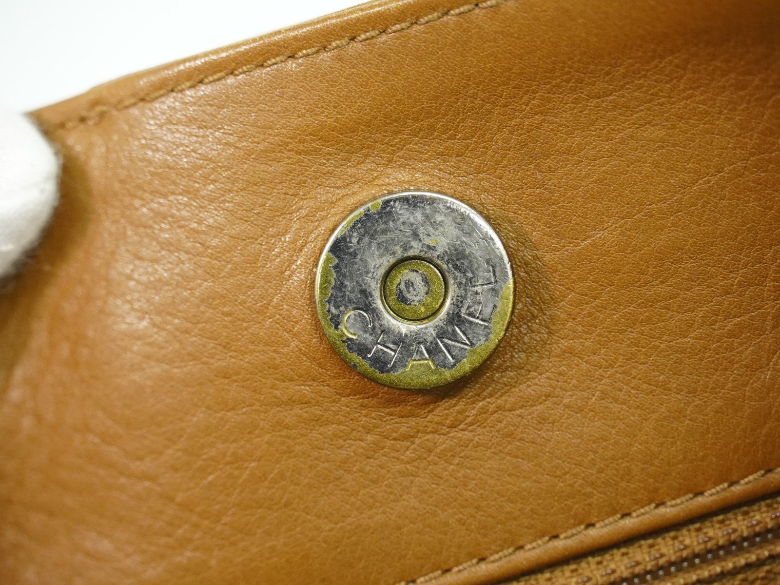 Chanel Vintage CC Tote Leather, BROWN, LEATHER, Tote bag