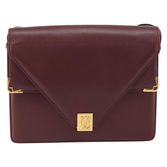 cartier Must de Cartier Shoulder Bag Leather, BURGUNDY, LEATHER, Shoulder bag